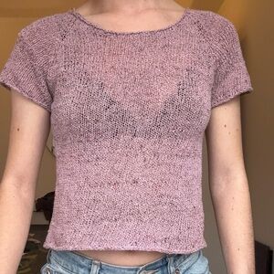 Lightweight Pink Knit Scoop Neck Top